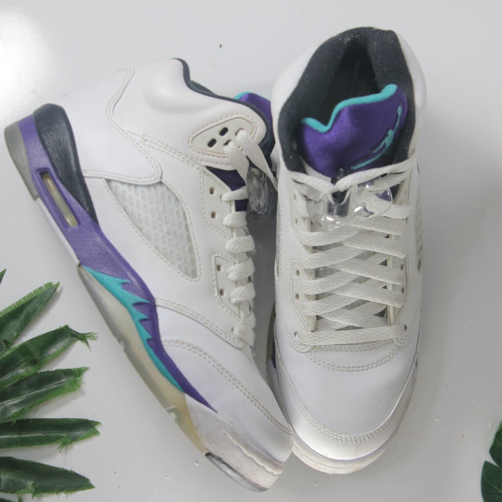 Nike Air Jordan 5 White Purple Women's Sneakers 003076 sz 4.5youth/6womens